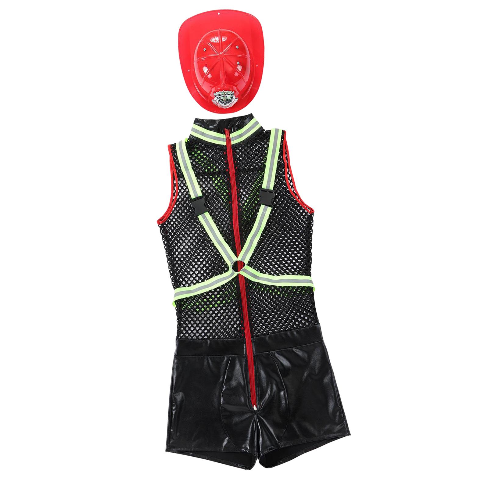 Halloween Man Firefighter Cosplay Costume Durable Party Outfit for Festivals Size M