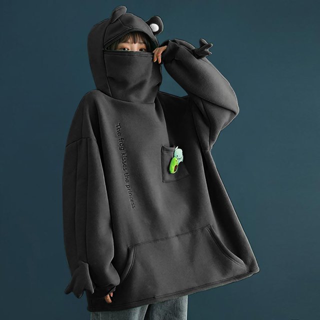 Pull à Capuche pour Femmes avec Poche Tridimensionnelle et Design Mignon