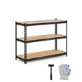 thumbnail image 1 of Heavy Duty 3-Tier Adjustable Metal Kitchen Storage Shelf - Utility Organizer Rack - 1320lbs Capacity - Garage, Pantry, Warehouse Use - Black, Size: 150x60x91.2cm, 1 of 7