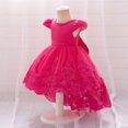 thumbnail image 1 of RXIRUCGD une Robe Mignonne à Manches Longues de Couleur Unie avec une Robe de Princesse et une Robe à Manches Longues à Col Rond Taille Mi-Haute pour une Jeune Fille, Rose Vif, Taille : 90, 1 of 6