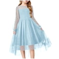 thumbnail image 1 of GDREDA Robes d'Été pour Filles 2025 Printemps Robe à Manches Longues pour Filles Robe en Maille Bleu Ciel, 9-10 Ans, 1 of 9