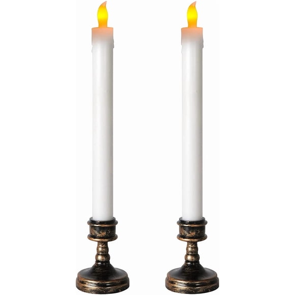 Battery Operated Taper Candles with Holder Flickering Warm