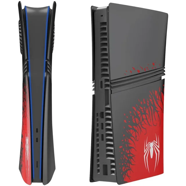 Plaque Frontale pour PS5 Pro Edition Édition Étui Couverture Coque Plaques Visage d'Araignée pour Playstation 5 Pro Edition Console Accessoire de Remplacement Anti-Rayures Housse Antipoussière Protecteur de Peau