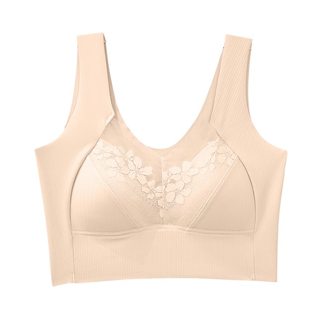 Timegard Plus Size Bras for Women No Underwire High Support Lace Comfort Back Smoothing Daily Bras