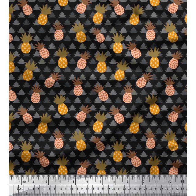 Soimoi Rayon Fabric Tree & Pine Fruits Decor Fabric Printed Yard 42 Inch Wide