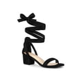 thumbnail image 1 of BLISSFUL STEP Sandales à talon bloc ouvertes pour femmes, lacées, noires, 8,5, 1 of 8
