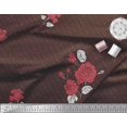 thumbnail image 2 of Soimoi polyester Crepe Fabric Dot,Leaves & Rose Flower Decor Fabric Printed Yard 42 Inch Wide, 2 of 3