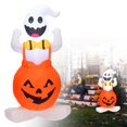 thumbnail image 1 of 4 FT Halloween Inflatable Decoration Outdoor Blow Up With Hat & Pumpkin Pre Lit Holiday Decor With In LED Lights Powerful Blower & Sandbag For, 1 of 6