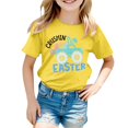thumbnail image 4 of PMVFHDE Tenue de Pâques Fille T-Shirt Graphique de Pâques / Imprimé Lapin et Oeuf Manches Courtes Col Ras du Cou / T-Shirt de Fête en Coton Doux pour Tout-Petit / Tenue Décontractée Printemps Été Jaune,6-7 Ans, 4 of 4