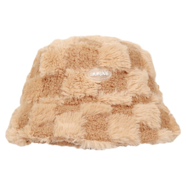 Winter Hat Thick Soft Furry Plush Patchwork Color Matching Windproof Cold Resistant Outdoor Skiing Cycling Fisherman Hat Basin Cap