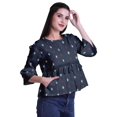thumbnail image 3 of Moomaya Hauts Boho Coton Décontractés Amples Blouses Haut d'Été Col Rond T-Shirt, 3 of 4