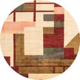 thumbnail image 1 of Ahgly Tapis Rond Abstrait Jaune Lavable en Machine, 3 Pieds Rond, 1 of 7
