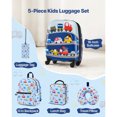 thumbnail image 2 of KFFKFF Ensemble de Bagages pour Enfants, 5 Pcs, Valise Rigide à Roulettes de 18 Po avec Sac à Dos et Oreiller en Forme de U, Ensemble de Bagages Cabine pour Enfants Type Camion, 2 of 9