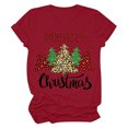 thumbnail image 1 of Christmas Tree Top Womens Casual Round Neck Short-sleeved Christmas Tree Printed T-shirt Top, 1 of 6