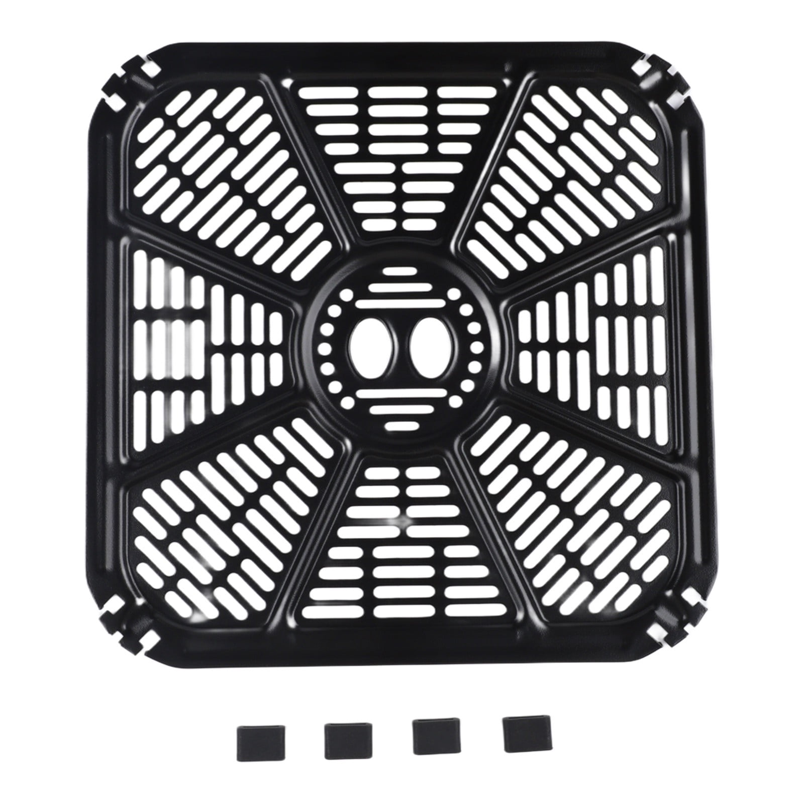 Nonstick Crisper Tray For 6.8QT Dual Air Fryers – Carbon Steel Grill Pan With Double-Layer Coating, Dishwasher Safe, Includes Silicone Feet & Cleaning Cloth