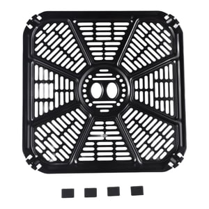 Nonstick Crisper Tray For 6.8QT Dual Air Fryers – Carbon Steel Grill Pan With Double-Layer Coating, Dishwasher Safe, Includes Silicone Feet & Cleaning Cloth
