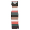 thumbnail image 3 of Womens Sleeveless Tight Maxi Dress Side Slit Drawstring Ruched Slim Fit Tank Dress U Neck Summer Club Beach Sun Dresses, 3 of 4