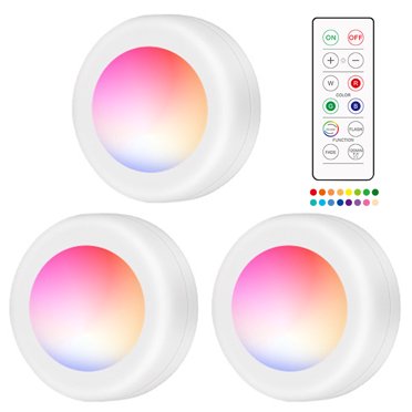 Amdohai 16 Couleurs Changeantes DEL RVB Lampe sous Armoire Rondelle Lumière 3