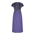 thumbnail image 5 of Meichang Robes en Lin pour Femmes 2024 Rétro à Imprimé Floral Coupe Ample Robes Midi Manches Courtes Col Rond Robes d'Été Décontractées Évasées Légères Confortables Longues Robes de Travail Violet TTTG, 5 of 5