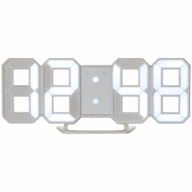 Lily'S Home Minimalist Led Clock With 3 Adjustable Brightness Levels And Ac/Dc Power Adapter - Digital Led Desk Clock | Wall Clock | Alarm Clock - White