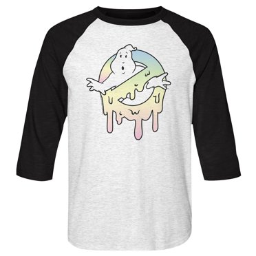 The Real Ghostbusters Slimer White/Black Adult 3/4 Sleeve Raglan T-Shirt Tee
