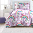 thumbnail image 1 of dream FACTORY Kids 7-Piece Complete Set Easy-Wash Super Soft Microfiber Comforter Bedding, Full, Purple Unicorn Rainbow, 1 of 4