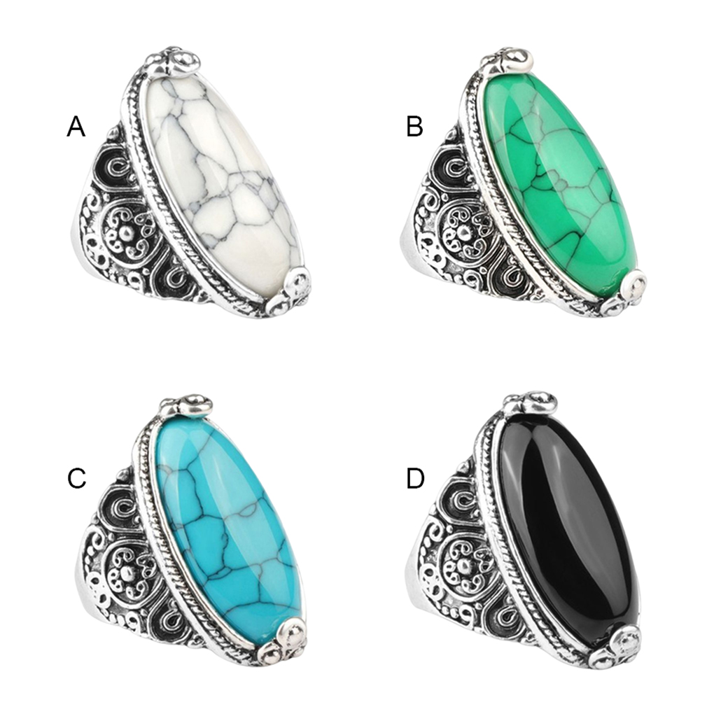 Girl Alloy Fashion Bohemia Ethnic Style Ring Personalized Wedding Decoration Rings Jewelry Portable Dressing Up Accessory for Blue
