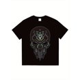 thumbnail image 1 of 1-Pack Men'S Cyberpunk Skull Graphic T-Shirt - 100% Crew Neck Short Sleeve Tee with Neon Digital Direct Injection Design, Mac, 1 of 5