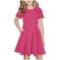 thumbnail image 2 of NTACZA Robe Midi pour Fille Décontractée à Manches Courtes, Robes T-Shirt Amples et Fluides, Robe de Plage pour Ado Fille 7 Ans, 2 of 7