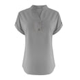 thumbnail image 5 of RKSTN Womens Summer Tops Fashion Cotton and Linen Buttons Going out Tops Basic Solid Color Shirts V-Neck Short Sleeve Loose Fit Pullover Tops, 5 of 5