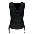 thumbnail image 4 of Kaemgyyd Women Cowl Neck Tank Tops Summer Ruched Sleeveless Casual Shirts Solid Side Drawstring Tie Plus Size Tee, 4 of 6