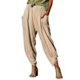 thumbnail image 2 of Yuyuzo Cotton Linen Pants for Women Elastic High Waisted Loose Fitted Slacks Trouser with Pockets Solid Color, 2 of 7