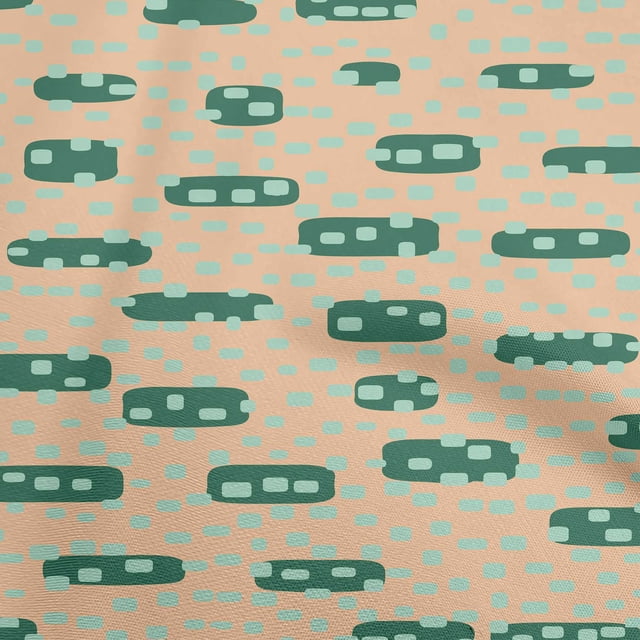 oneOone Cotton Poplin Brown Fabric Geometric Rounded Rectangle Dress Material Fabric Print Fabric By The Yard 56 Inch Wide