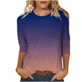 thumbnail image 1 of Hauts à Manches 3/4 pour Femmes Mode pour Femmes T-Shirt Ample Imprimé Blouse à Manches 3/4 Col Rond Hauts Décontractés T-Shirts en Coton Femmes T-Shirts pour Femmes Mode T-Shirts à Manches 3/4 pour Femmes, 1 of 5