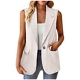 thumbnail image 1 of Yuyuzo Sleeveless Suit for Women Lapel Collar Open Front Button Blazer with Pockets Solid Color Outwear, 1 of 5