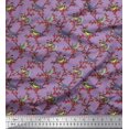 thumbnail image 1 of Soimoi Moss Georgette Fabric Leaves,Red Berries & Parrot Bird Decor Fabric Printed Yard 42 Inch Wide, 1 of 1