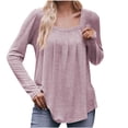 thumbnail image 1 of AherBiu Tuniques pour Femmes à Manches Longues d'Automne, Blouses à Encolure Carrée, Chic Décontracté, Froncées, Coupe Ample, 1 of 7