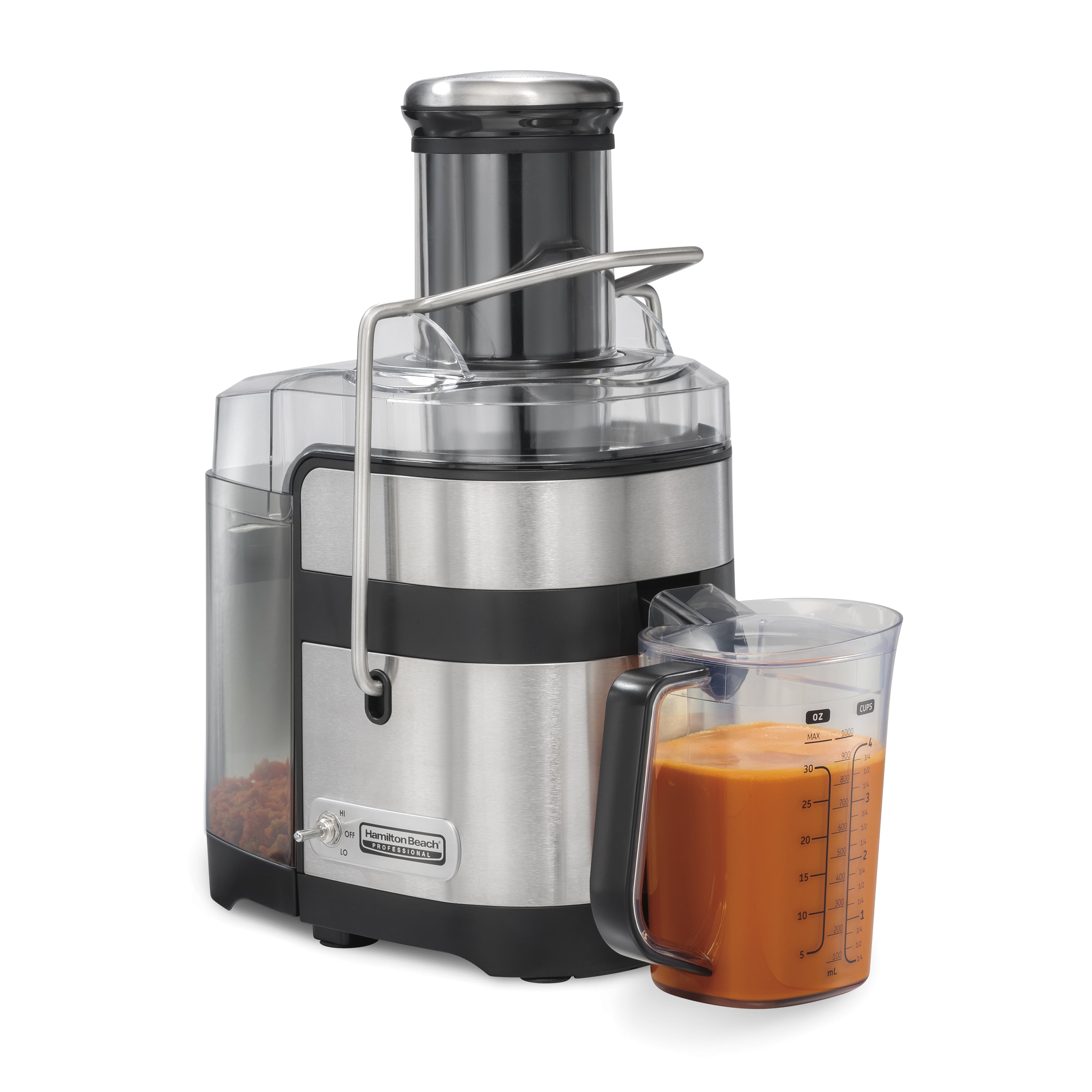 Hamilton Beach Professional Extracteur de jus Super Chute Easy Clean, 1100 watts, goulotte 3,5 po, pichet 34 oz, noir, 67906C