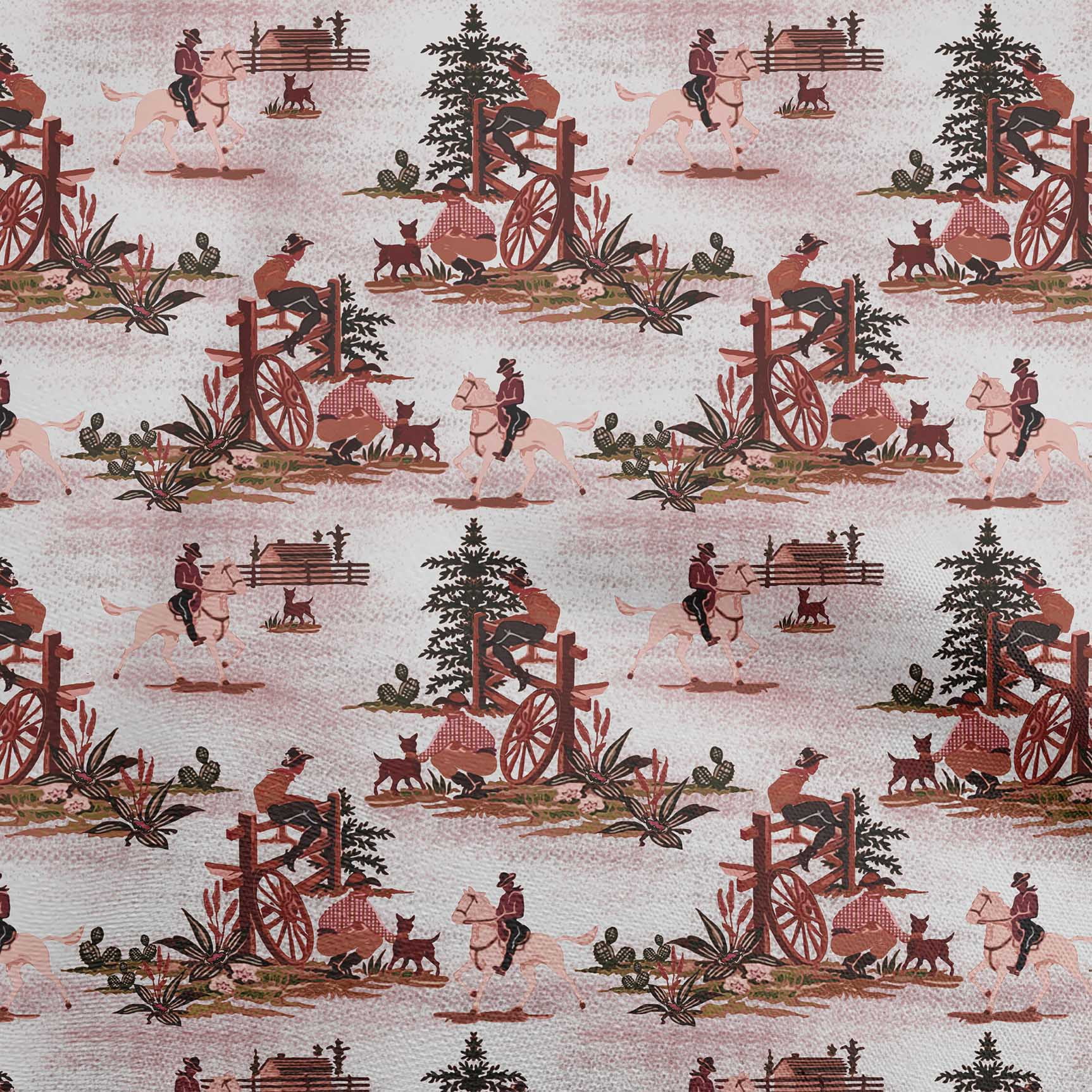 oneOone Silk Tabby Maroon Fabric Cowboy Sewing Craft Projects Fabric Prints By Yard 42 Inch Wide