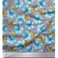 thumbnail image 1 of Soimoi Poly Georgette Fabric Hummingbird & Floral Print Fabric by the Yard 52 Inch Wide, 1 of 3