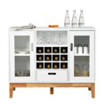 thumbnail image 1 of Giantex  White Sideboard Buffet Storage Cabinet, Wood Accent Console Table w/Removable Wine Rack, Glass Doors, 1 of 6