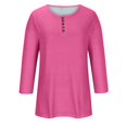 thumbnail image 5 of Yuyuzo Womens 3/4 Sleeve Tops Basic Button Crew Neck Solid Color Loose Fitted Tunics Tee Blouses, 5 of 5