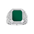 thumbnail image 1 of RYLOS Men's Rings 14K White Gold Ring With Diamonds and GREEN QUARTZ Set in Designer Nugget Style Rings For Men Size 9, 1 of 8