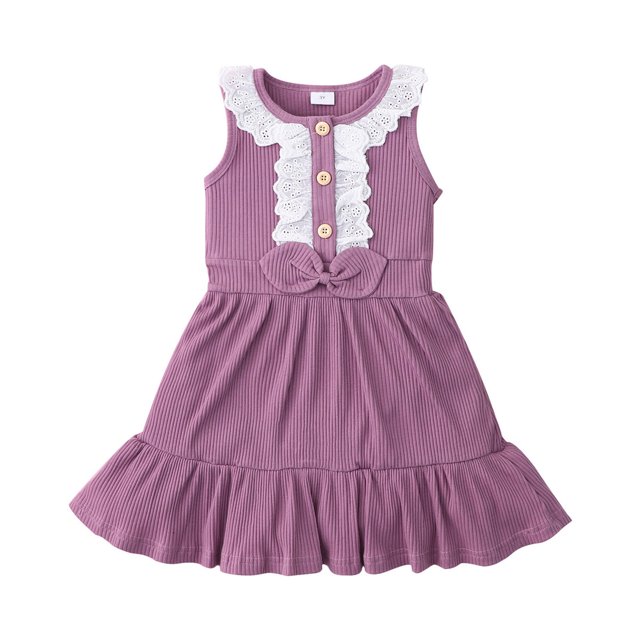 Birdeem Robe une Pièce Sans Manches à Nœud en Dentelle pour Filles Bébés Enfants