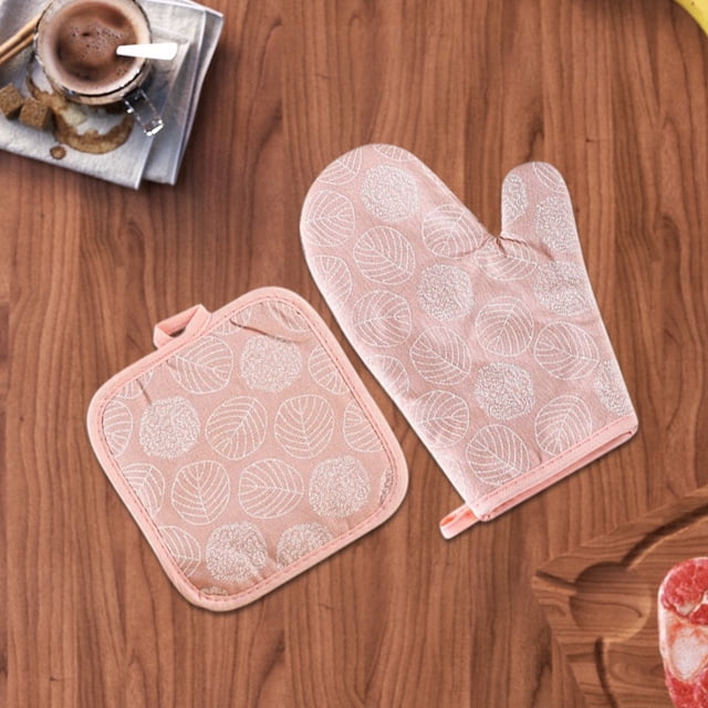 Tranfacy Home and Kitchen,Hot Pads for Kitchen,Thickened Insulated Gloves Oven Baking Polyester Wear Resistants Microwave Gloves Kitchen Avoid Scalding Gloves Mat Set