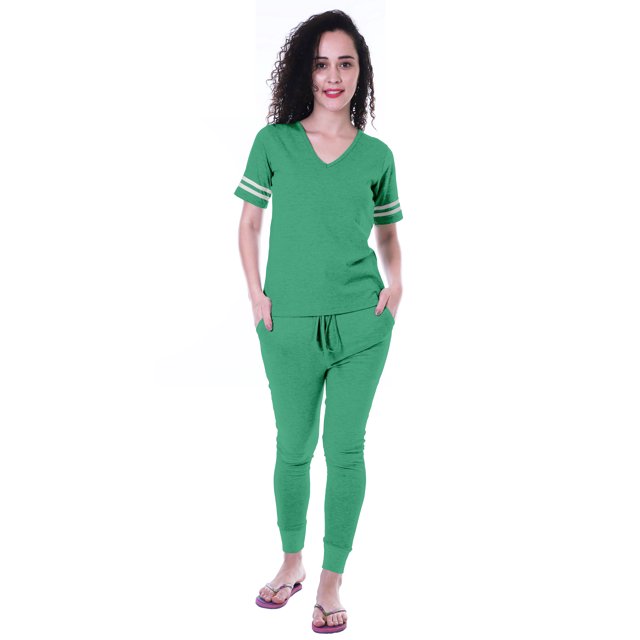 Moomaya Ensemble de Nuit Simple pour Femmes avec Pyjama en Coton 2 Pcs Chemises de Nuit-N79