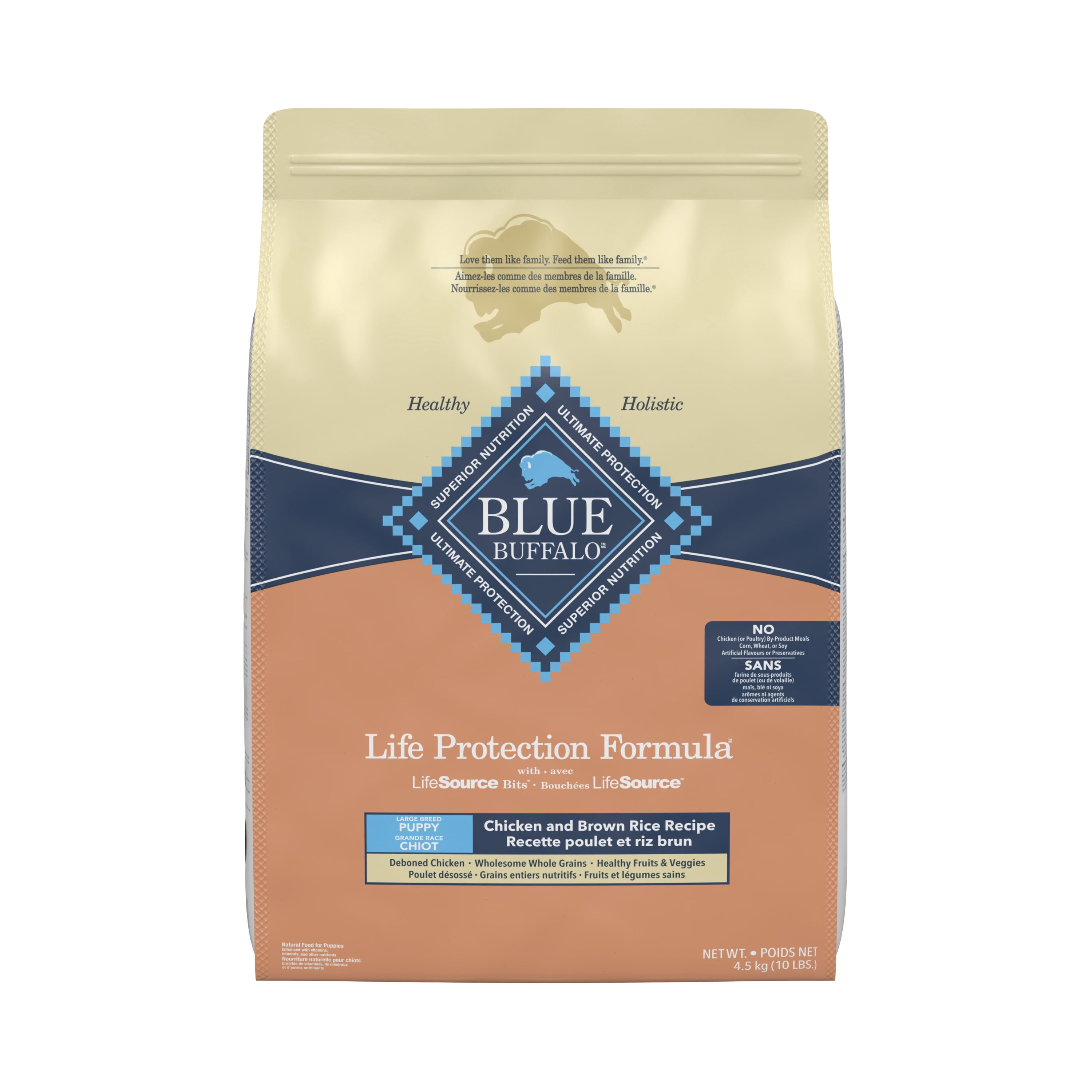Blue Buffalo Life Protection Formula Poulet et Riz Brun Nourriture Sèche pour Chiots de Grande Race 4.99kg
