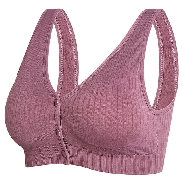 Timegard Front Closure Bras for Women Wireless Button Wide Strap Full Support Comfort Daily Bras Camis