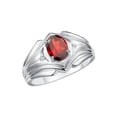 thumbnail image 3 of RYLOS Men's Rings 14K White Gold Rings Classic Designer Style 9X7MM Oval Gemstone & Diamond Ring Garnet January Birthstone Rings For Men Size 11, 3 of 7