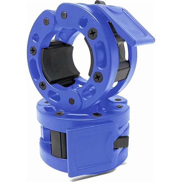 Clout Fitness Olympic Barbell Clamps Collars Quick Release Pair of Locking Weight Clips Fit 2 Inch Barbell for Weightlifting Blue